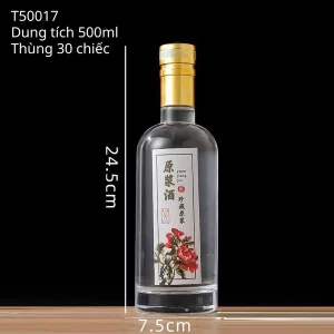 Chai thủy tinh đựng rượu tròn T50017 dung tích 500ml