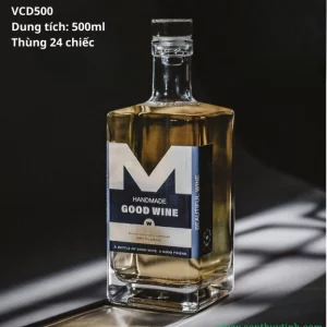 Chai rượu thủy tinh vuông 500ml